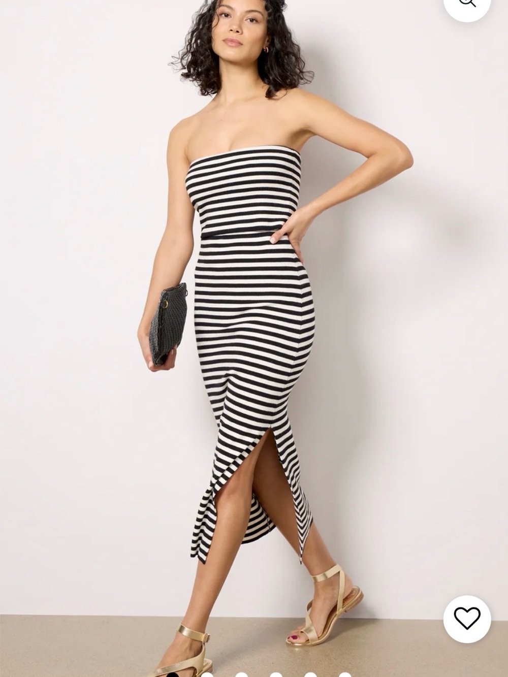 Evereve Black and White Strapless Stripe Midi Dress
